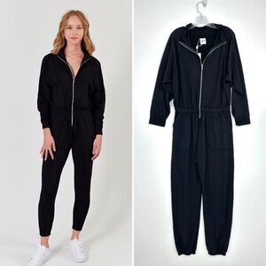 NWT Lezat Restore Soft Terry Jumpsuit Black sz XL Streetwear Cozy Travel Flight